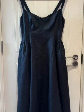 Reformation Birdie Linen Dress Black US 12
